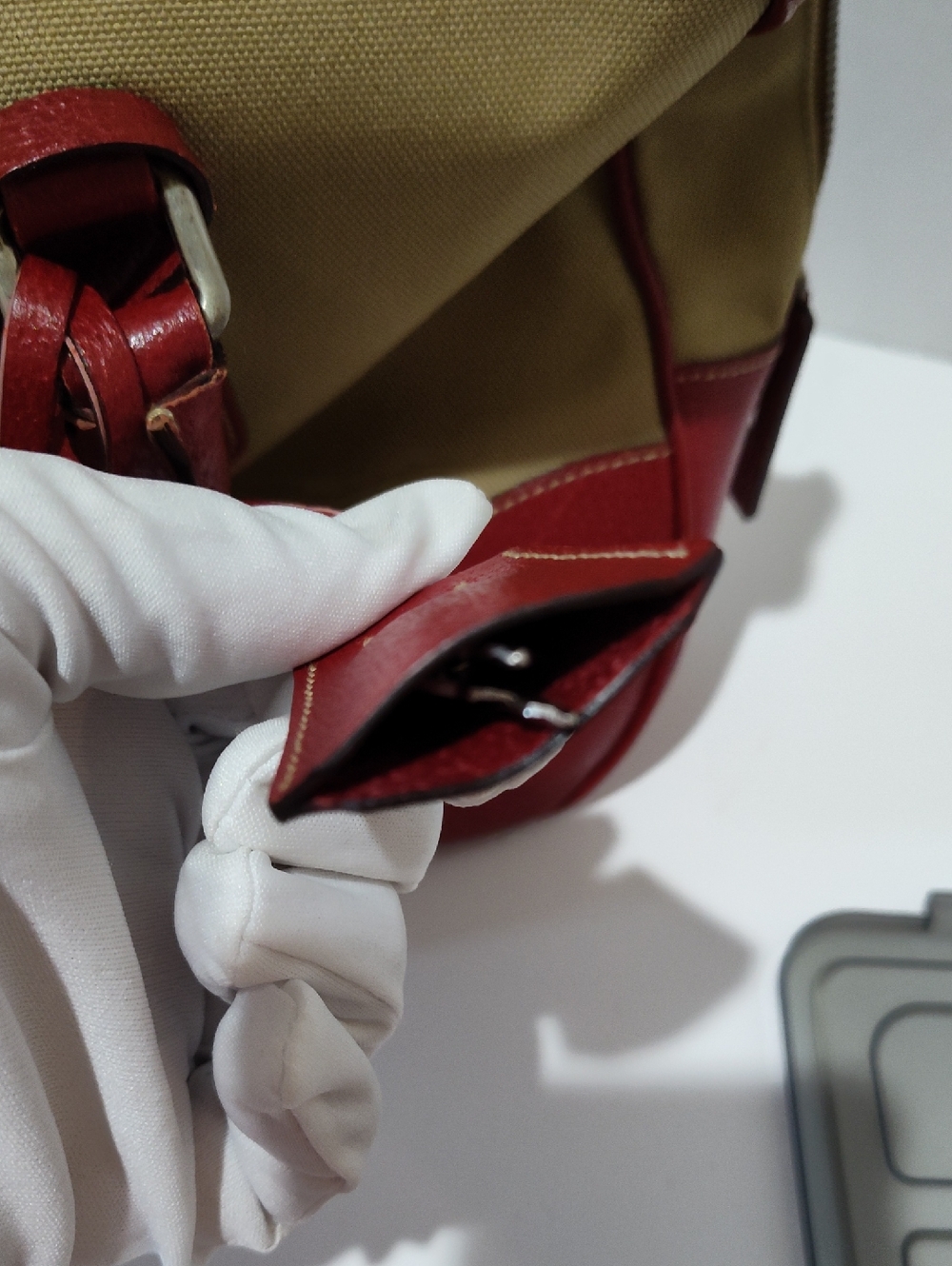 Prada Beige Canvas Tote with Red Leather Trim and Wallet - Picture 10 of 14